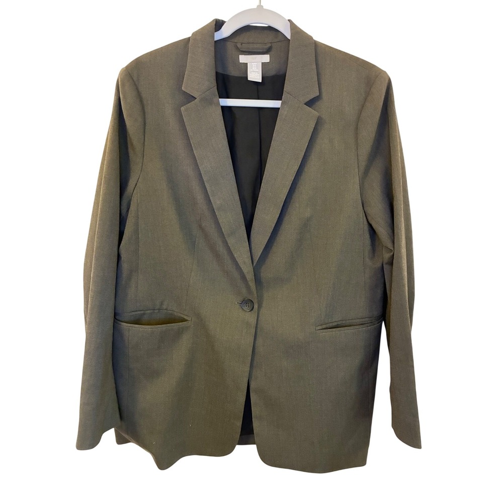 HM Womens Olive Green Single Button Blazer Jacket Size Medium